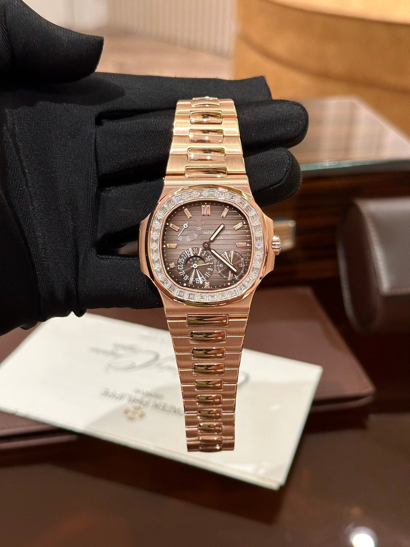 Patek Philippe Nautilus 5724 Watch Gold Wrapped Diamond Moissanite 40mm