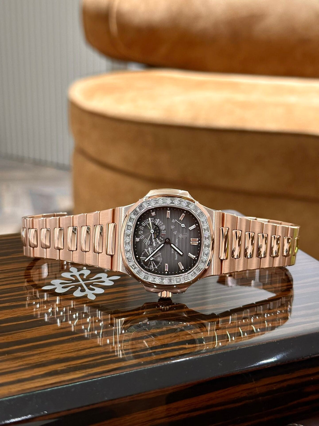 Patek Philippe Nautilus 5724 Watch Gold Wrapped Diamond Moissanite 40mm