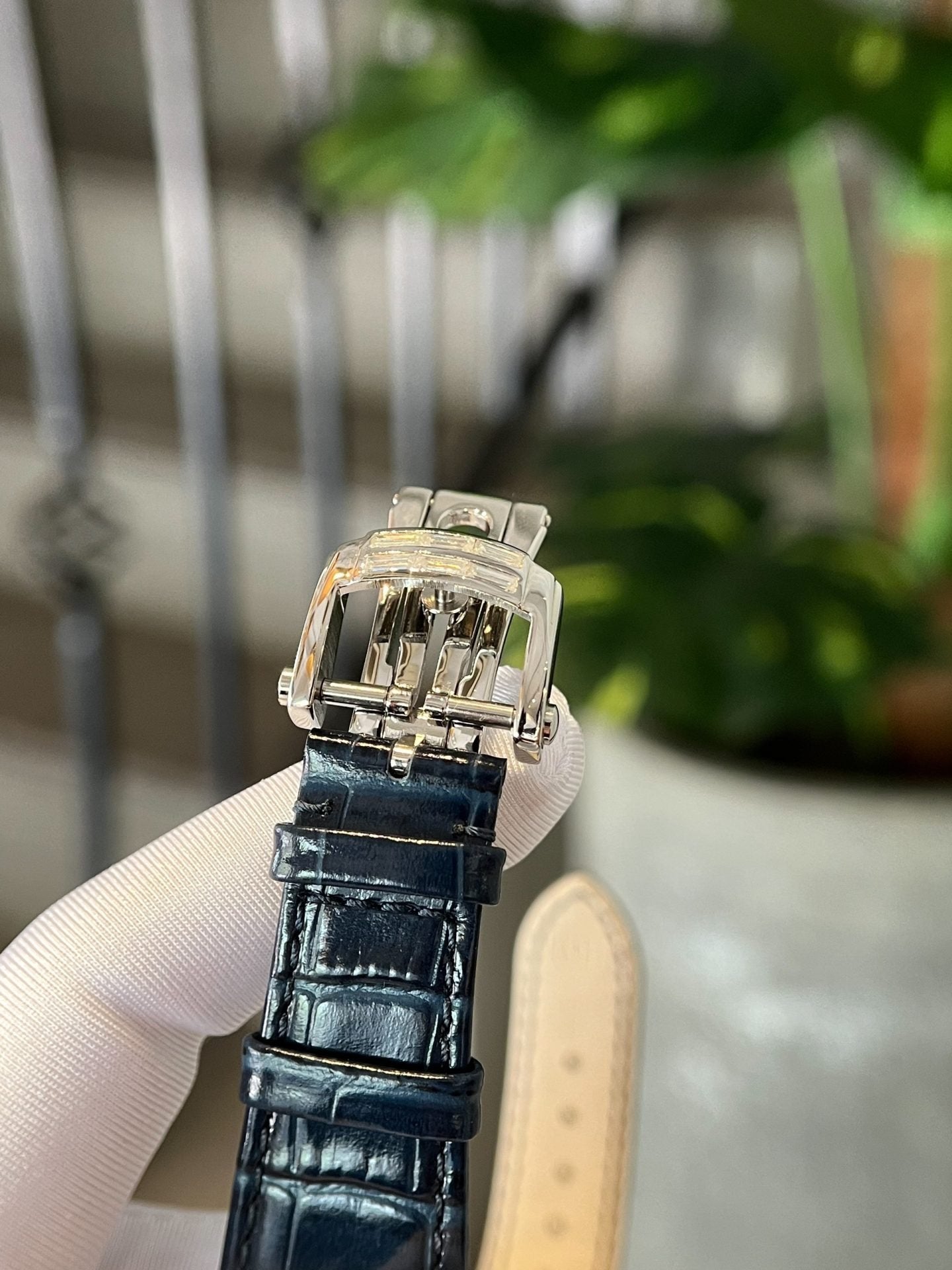Patek Philippe Watch Nautilus 5724 Moissanite Diamonds Leather Strap 40mm