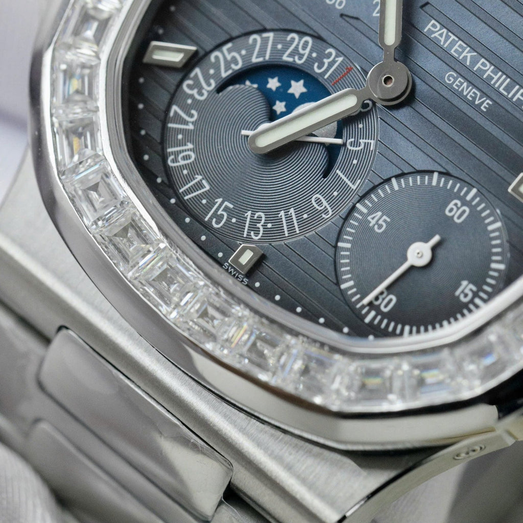 Patek Philippe Nautilus 5724G Dial Watch Diamonds Moissanite Baguette 40mm