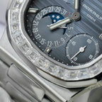 Patek Philippe Nautilus 5724G Dial Watch Diamonds Moissanite Baguette 40mm