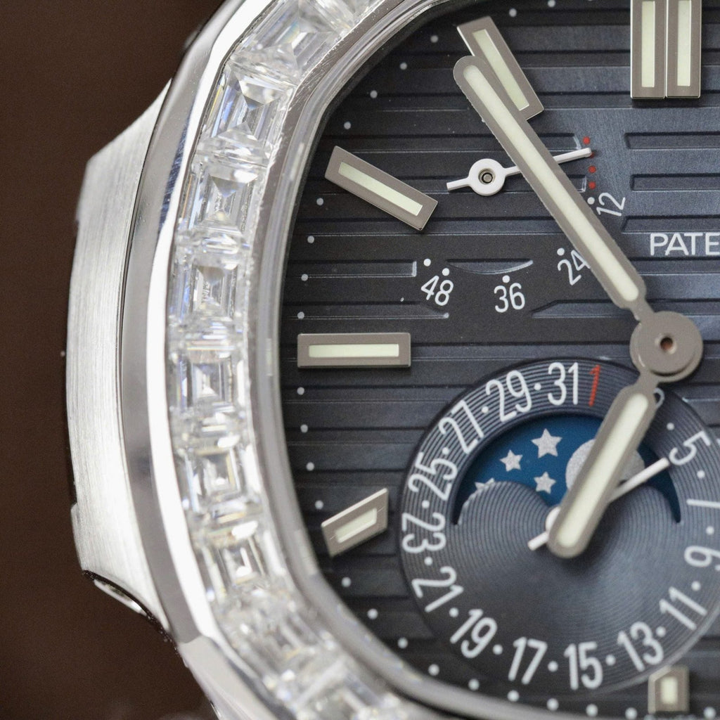 Patek Philippe Nautilus 5724G Dial Watch Diamonds Moissanite Baguette 40mm