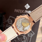 Patek Philippe Nautilus 5724R Gold Wrapped Moissanite Diamond Watch 40mm