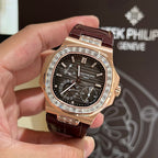 Patek Philippe Nautilus 5724R Gold Wrapped Moissanite Diamond Watch 40mm