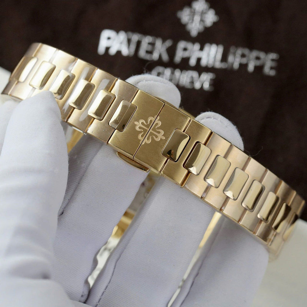 Patek Philippe Nautilus 5724R Brown Dial Watch 18K Gold Wrapped + Diamonds Moissanite Baguette 40mm