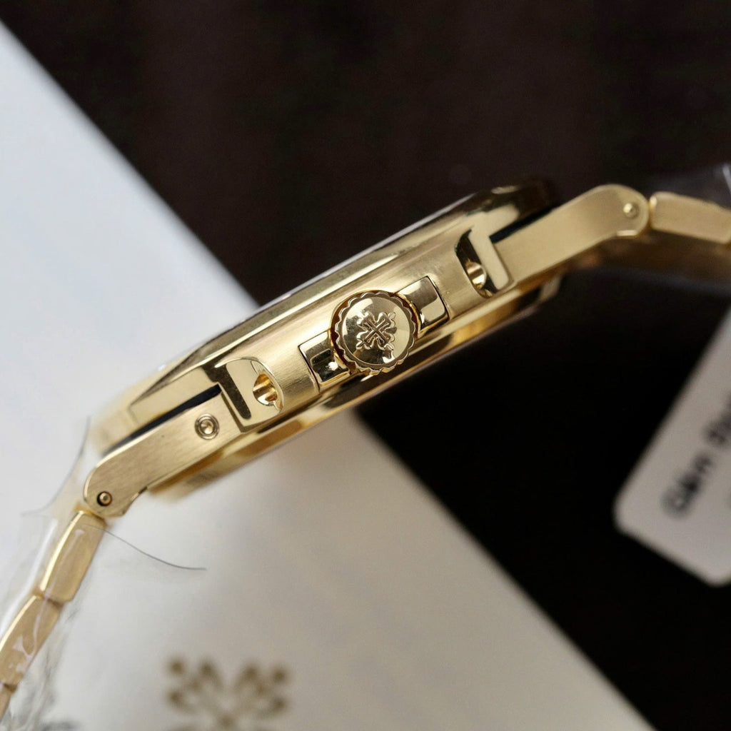Patek Philippe Nautilus 5724R Brown Dial Watch 18K Gold Wrapped + Diamonds Moissanite Baguette 40mm