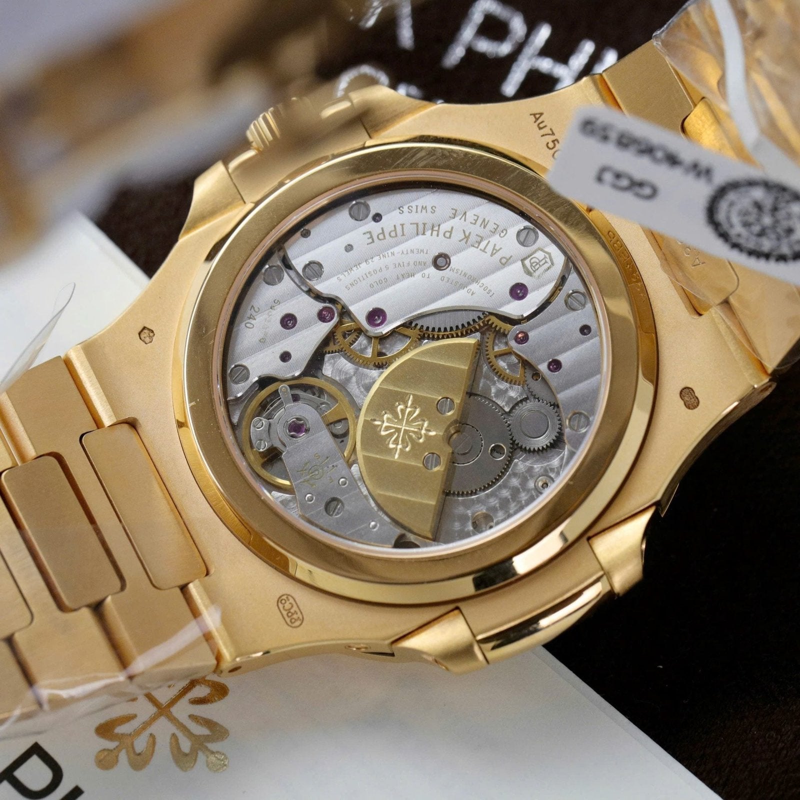 Patek Philippe Nautilus 5724R Brown Dial Watch 18K Gold Wrapped + Diamonds Moissanite Baguette 40mm