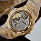 Patek Philippe Nautilus 5724R Gray Dial Watch Gold Wrapped + Moissanite Diamonds 40mm