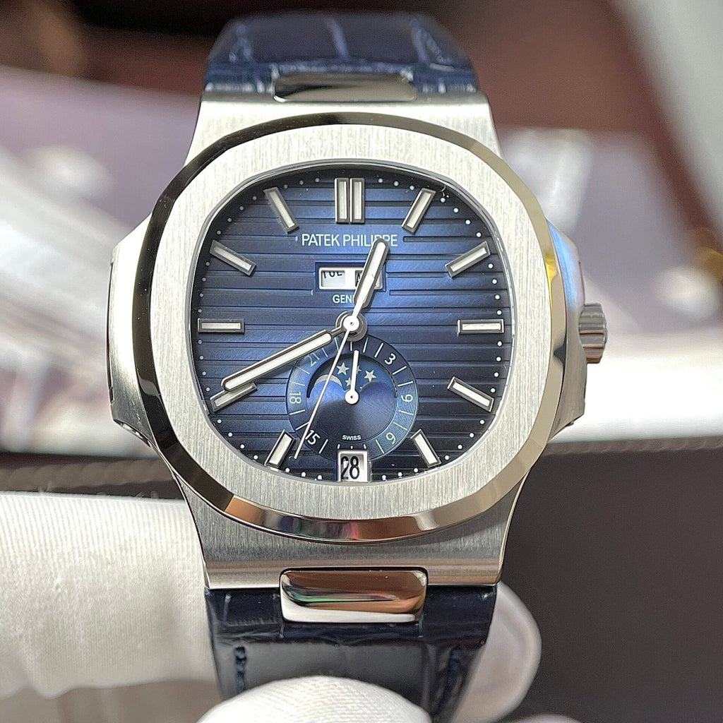 Patek Philippe Watch Nautilus 5726G Blue Leather Strap 40.5mm