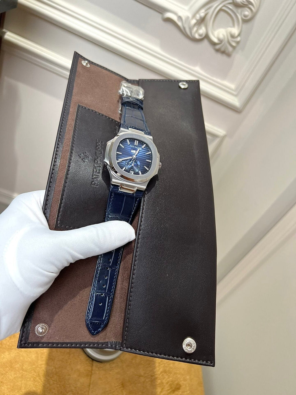 Patek Philippe Watch Nautilus 5726G Blue Leather Strap 40.5mm