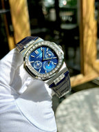 Patek Philippe Nautilus 5740G Watch Blue Dial Leather Strap 40mm
