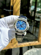Patek Philippe Nautilus 5740G Watch Blue Dial Leather Strap 40mm