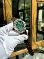 Patek Philippe Nautilus 5740G Watch Green Dial Leather Strap 40mm