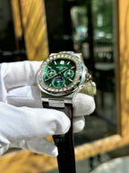 Patek Philippe Nautilus 5740G Watch Green Dial Leather Strap 40mm