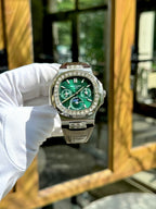 Patek Philippe Nautilus 5740G Watch Green Dial Leather Strap 40mm