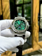 Patek Philippe Nautilus 5740G Watch Green Dial Leather Strap 40mm