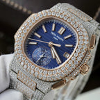 Patek Philippe Nautilus 5980 Watch 18K Gold Wrapped + Diamonds Moissanite 40.5mm