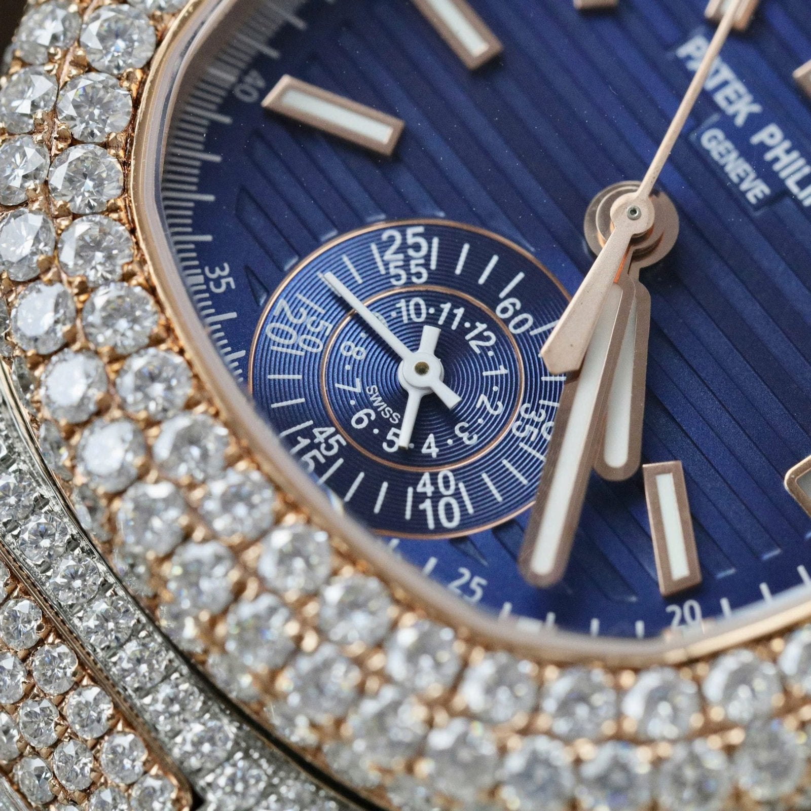 Patek Philippe Nautilus 5980 Watch 18K Gold Wrapped + Diamonds Moissanite 40.5mm