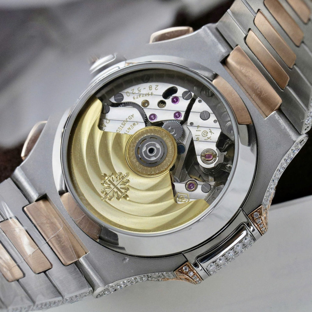 Patek Philippe Nautilus 5980 Watch 18K Gold Wrapped + Diamonds Moissanite 40.5mm