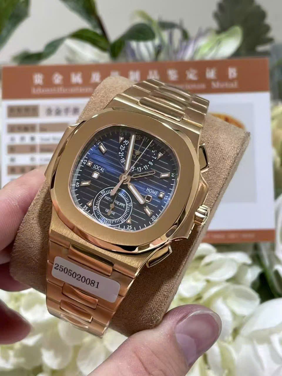 Patek Philippe Nautilus 5990 Rose Gold Watch Blue Dial 40.5mm