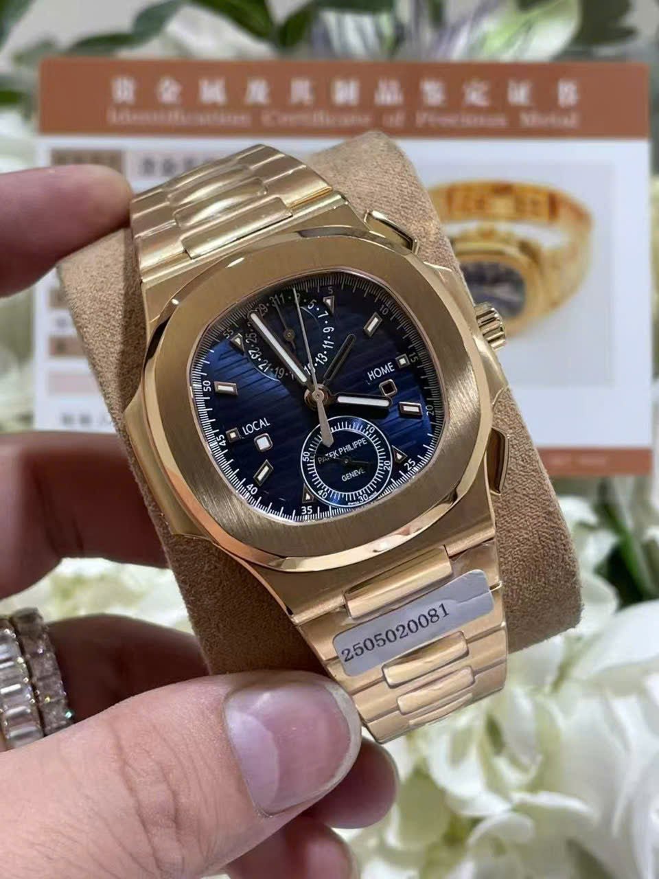Patek Philippe Nautilus 5990 Rose Gold Watch Blue Dial 40.5mm