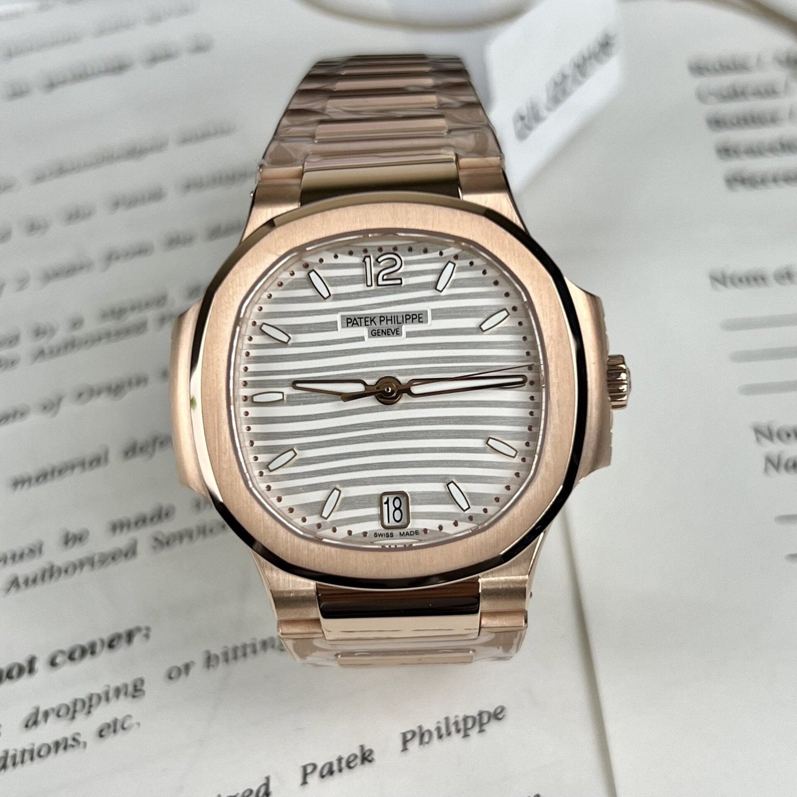 Patek Philippe Watch Nautilus 7118 Gold Wrapped White Dial 35.2mm