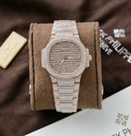 Patek Philippe Nautilus 7118 Watch Gold Wrapped + Moissanite Diamonds 35.2mm