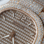 Patek Philippe Nautilus 7118 Watch Gold Wrapped + Moissanite Diamonds 35.2mm