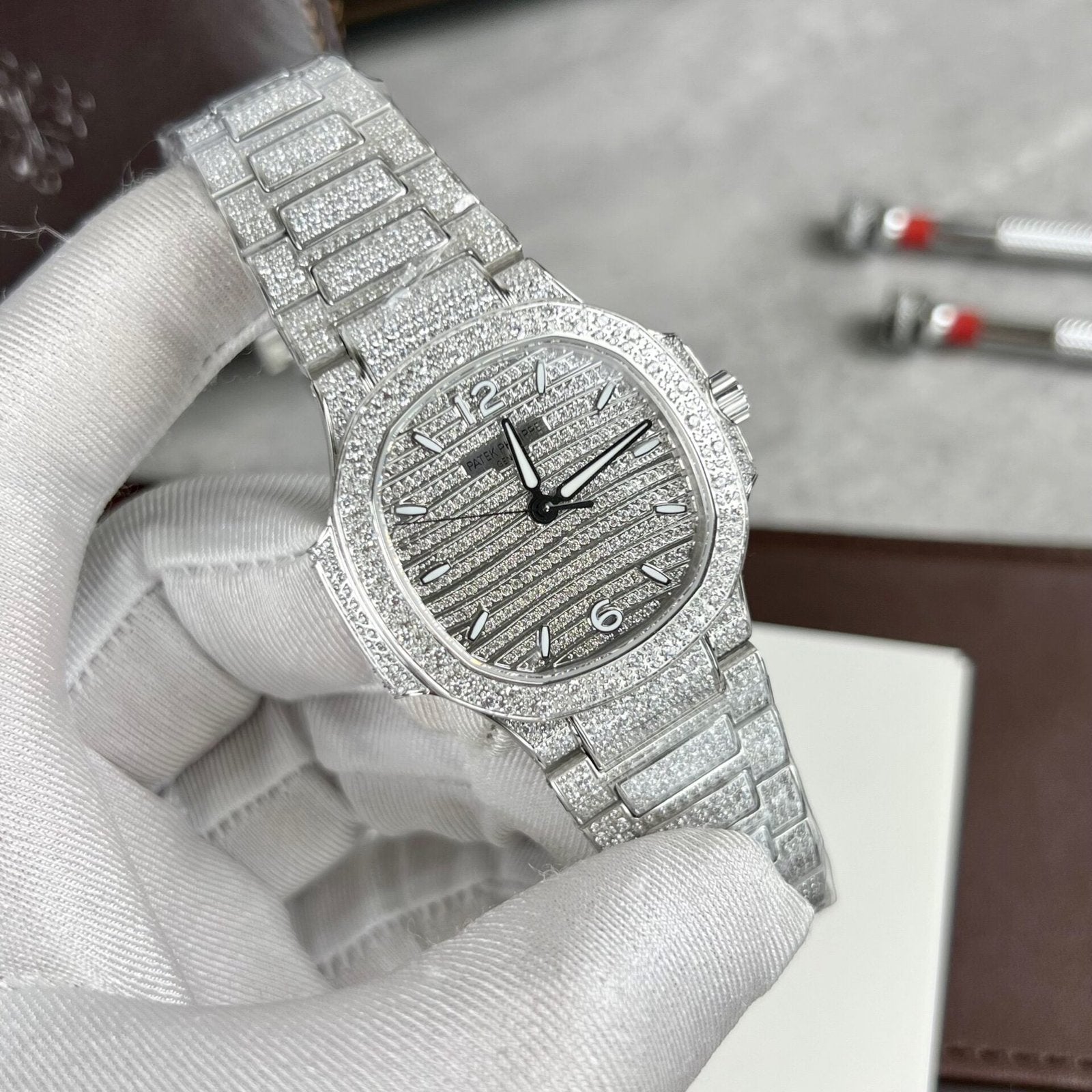 Patek Philippe Nautilus 7118 Full Diamond Watch 35.2mm