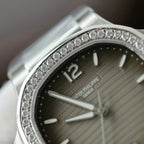 Patek Philippe Nautilus 7118 Watch Gray Dial Diamonds Moissante 35.2mm