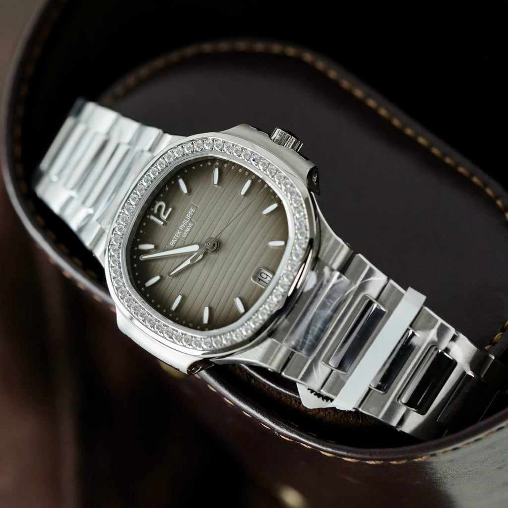 Patek Philippe Nautilus 7118 Watch Gray Dial Diamonds Moissante 35.2mm