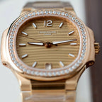 Patek Philippe Nautilus 7118 Women Watch Gold Wrapped + Diamonds Moissanite 35.2mm
