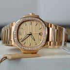 Patek Philippe Nautilus 7118 Women Watch Gold Wrapped + Diamonds Moissanite 35.2mm