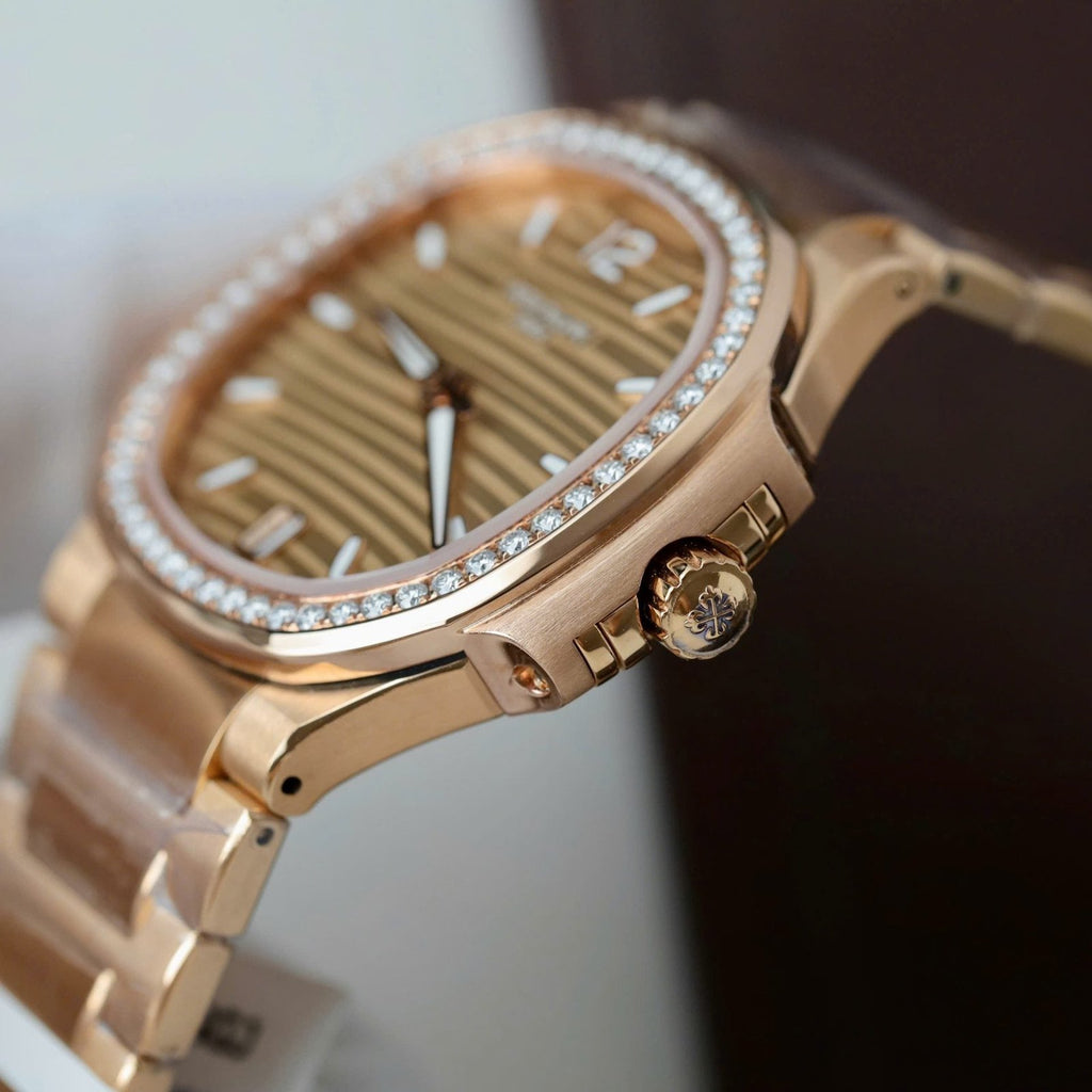 Patek Philippe Nautilus 7118 Women Watch Gold Wrapped + Diamonds Moissanite 35.2mm