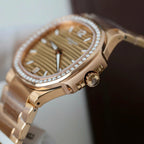 Patek Philippe Nautilus 7118 Women Watch Gold Wrapped + Diamonds Moissanite 35.2mm