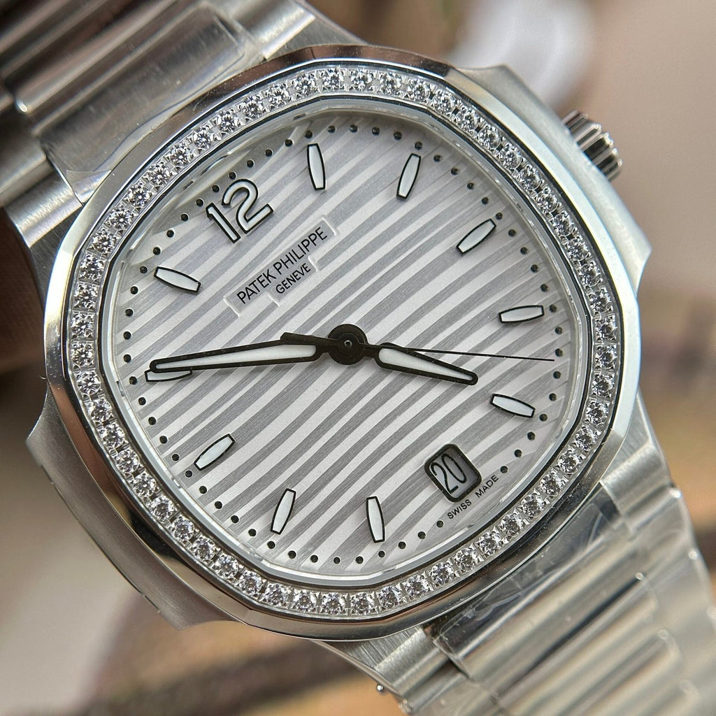 Patek Philippe Nautilus 7118 Watch With Stone Bezel 35.2mm