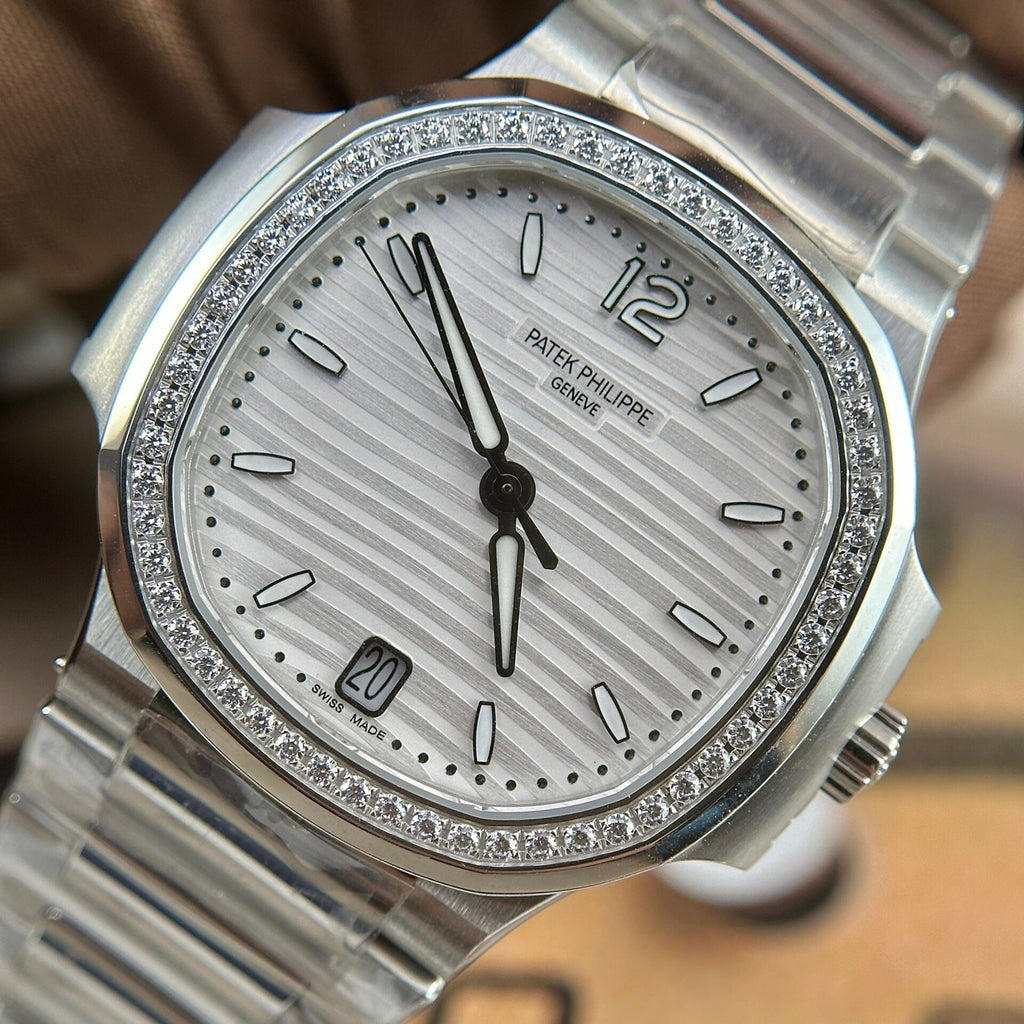 Patek Philippe Nautilus 7118 Watch With Stone Bezel 35.2mm