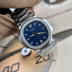 Patek Philippe Nautilus 7118 Watch Blue Dial Stone Bezel 35.2mm