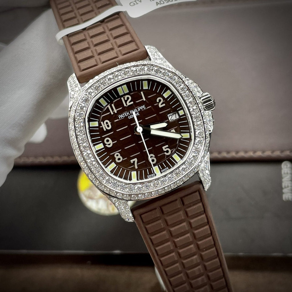 Patek Philippe Watch Aquanaut 5067 Dial Brown Diamonds Moissanite 35.6mm