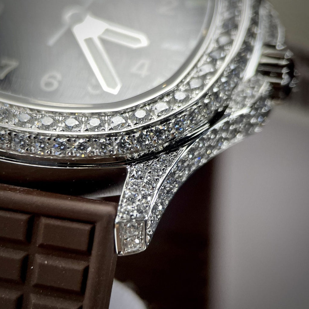 Patek Philippe Watch Aquanaut 5067 Dial Brown Diamonds Moissanite 35.6mm