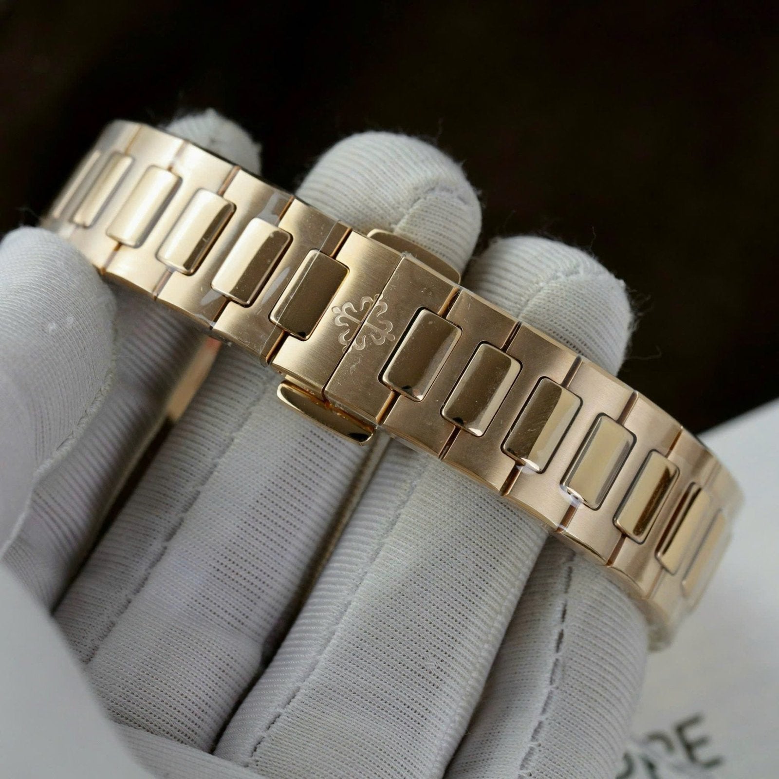 Patek Philippe Women White Dial Watch Nautilus 7118 Gold Wrapped + Moissanite Diamonds 35.2mm