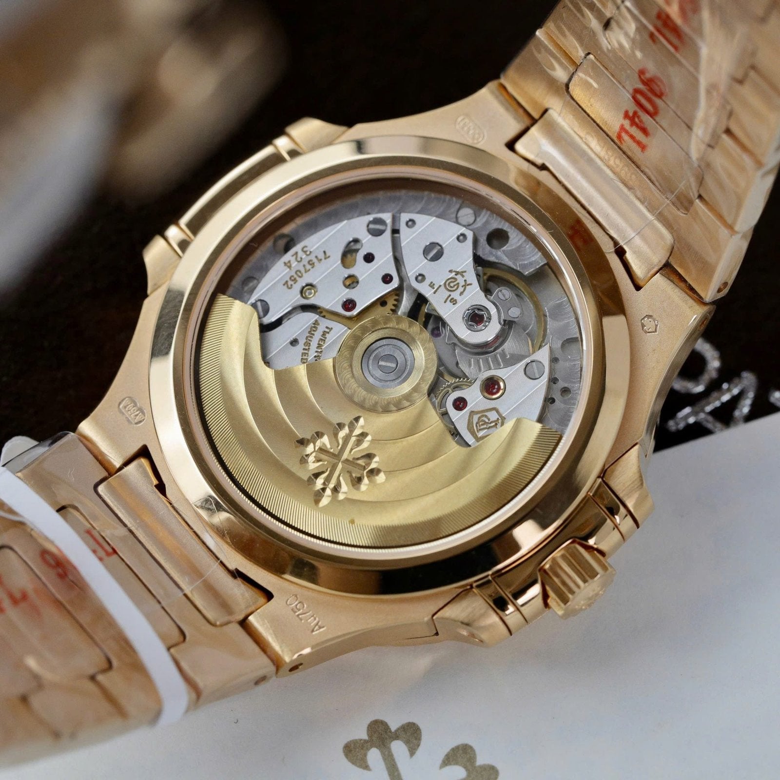 Patek Philippe Women White Dial Watch Nautilus 7118 Gold Wrapped + Moissanite Diamonds 35.2mm