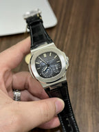 Patek Philippe Watch Nautilus 5712 Blue Dial Leather Strap 40mm