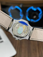 Patek Philippe Watch Nautilus 5712 Blue Dial Leather Strap 40mm