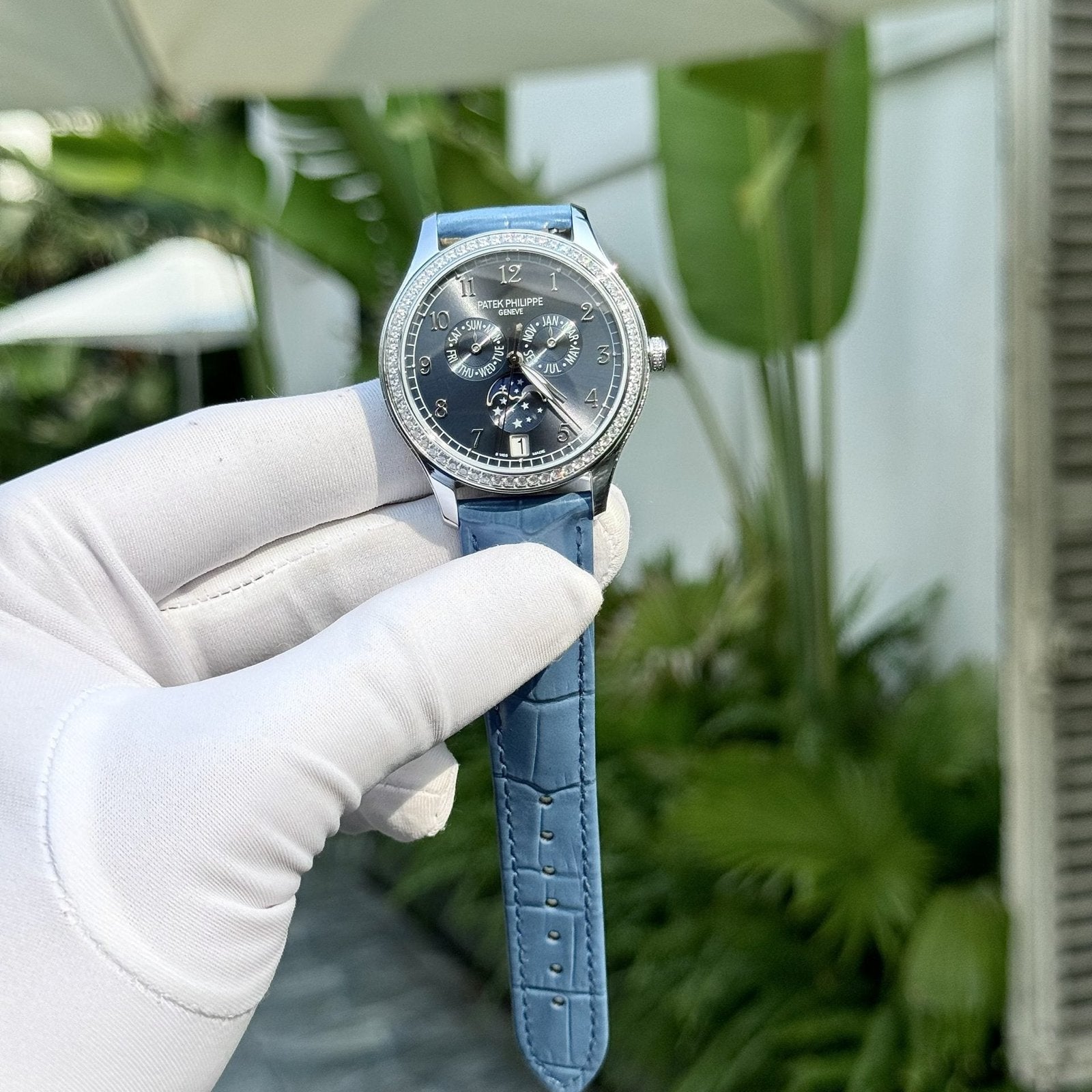 Patek Philippe Watch Complications 4947G Blue Dial Leather Strap 38mm