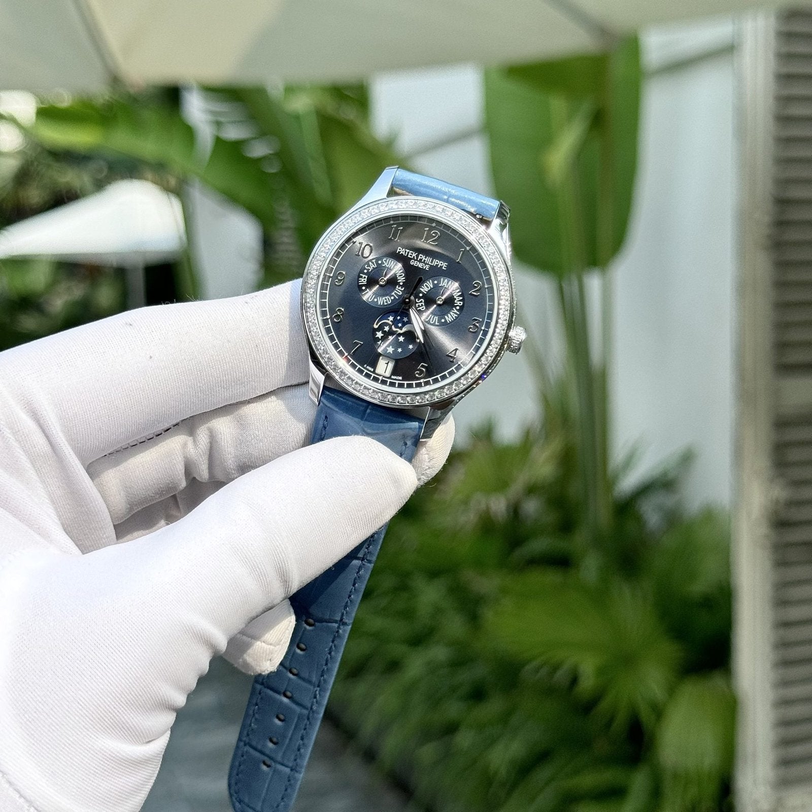 Patek Philippe Watch Complications 4947G Blue Dial Leather Strap 38mm