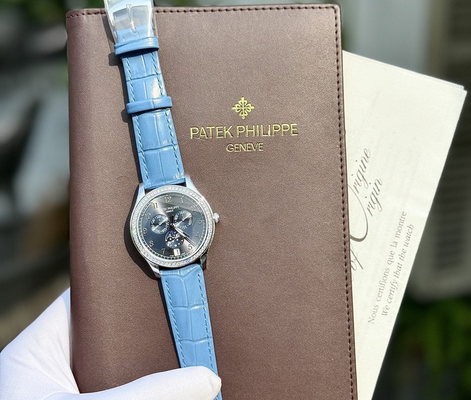 Patek Philippe Watch Complications 4947G Blue Dial Leather Strap 38mm