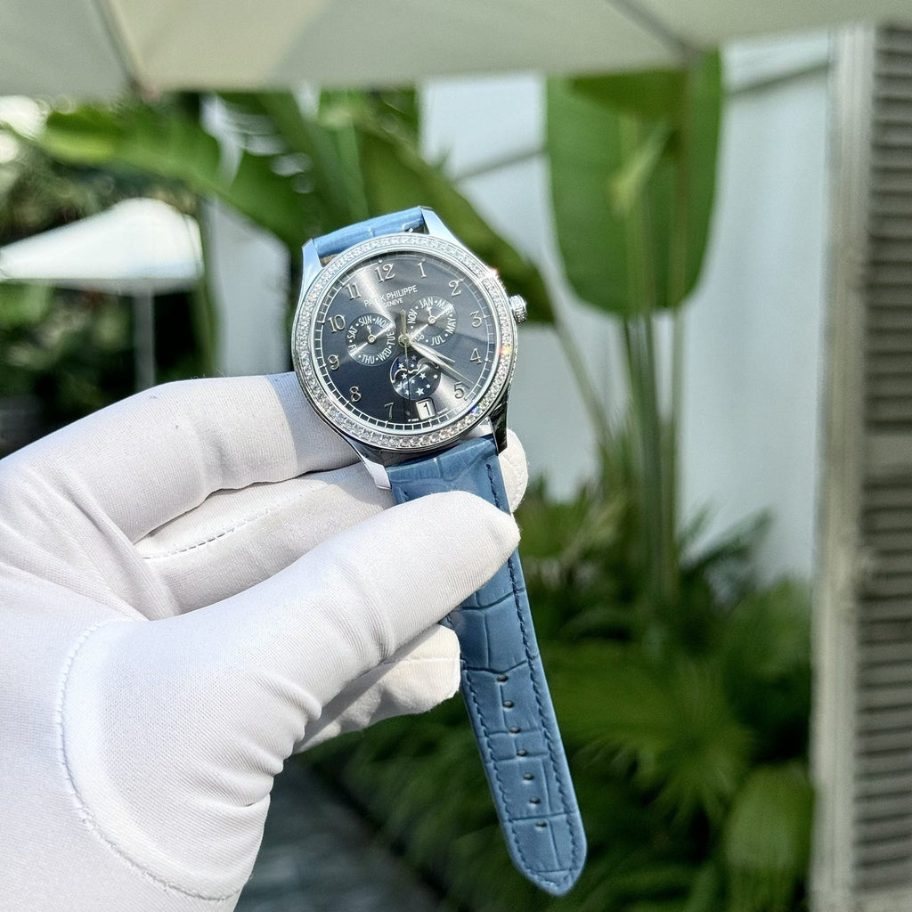 Patek Philippe Watch Complications 4947G Blue Dial Leather Strap 38mm