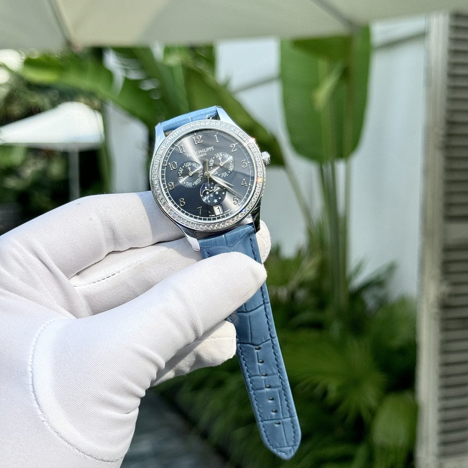 Patek Philippe Watch Complications 4947G Blue Dial Leather Strap 38mm