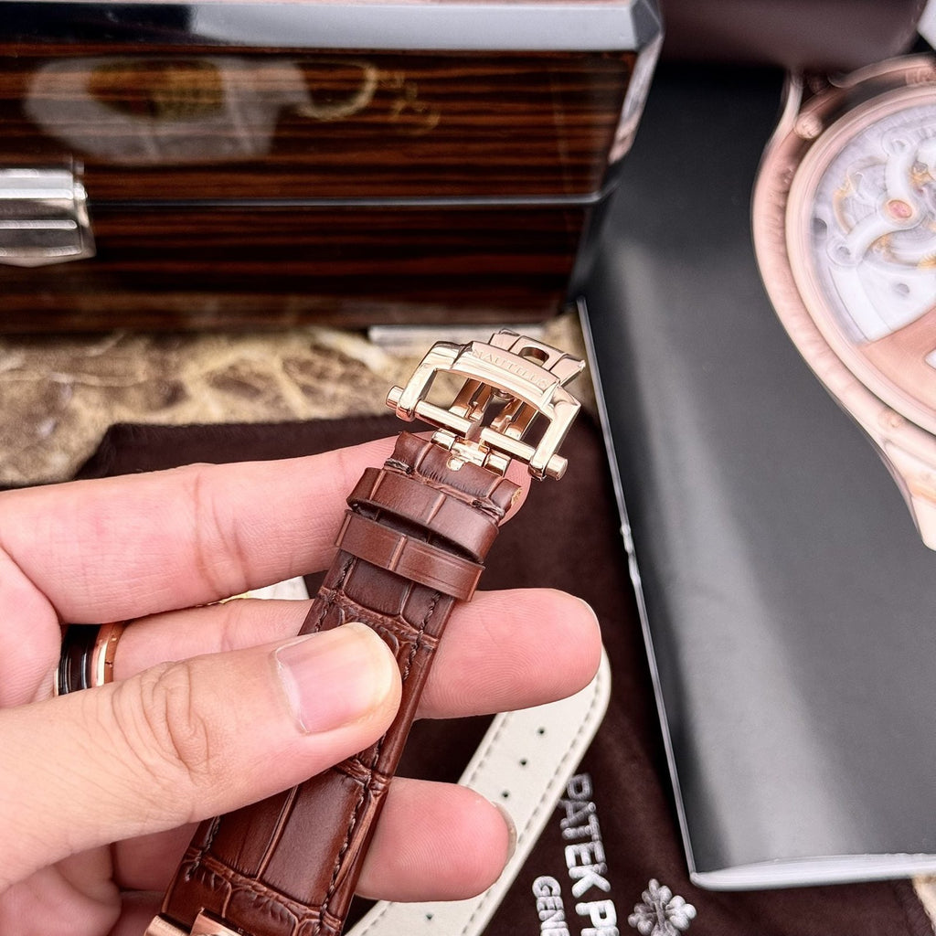 Patek Philippe Watch Nautilus 5980 Brown Dial Leather Strap 40mm